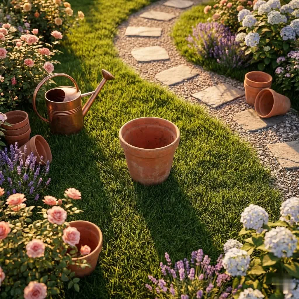 Various 5-gallon plant pots in different materials