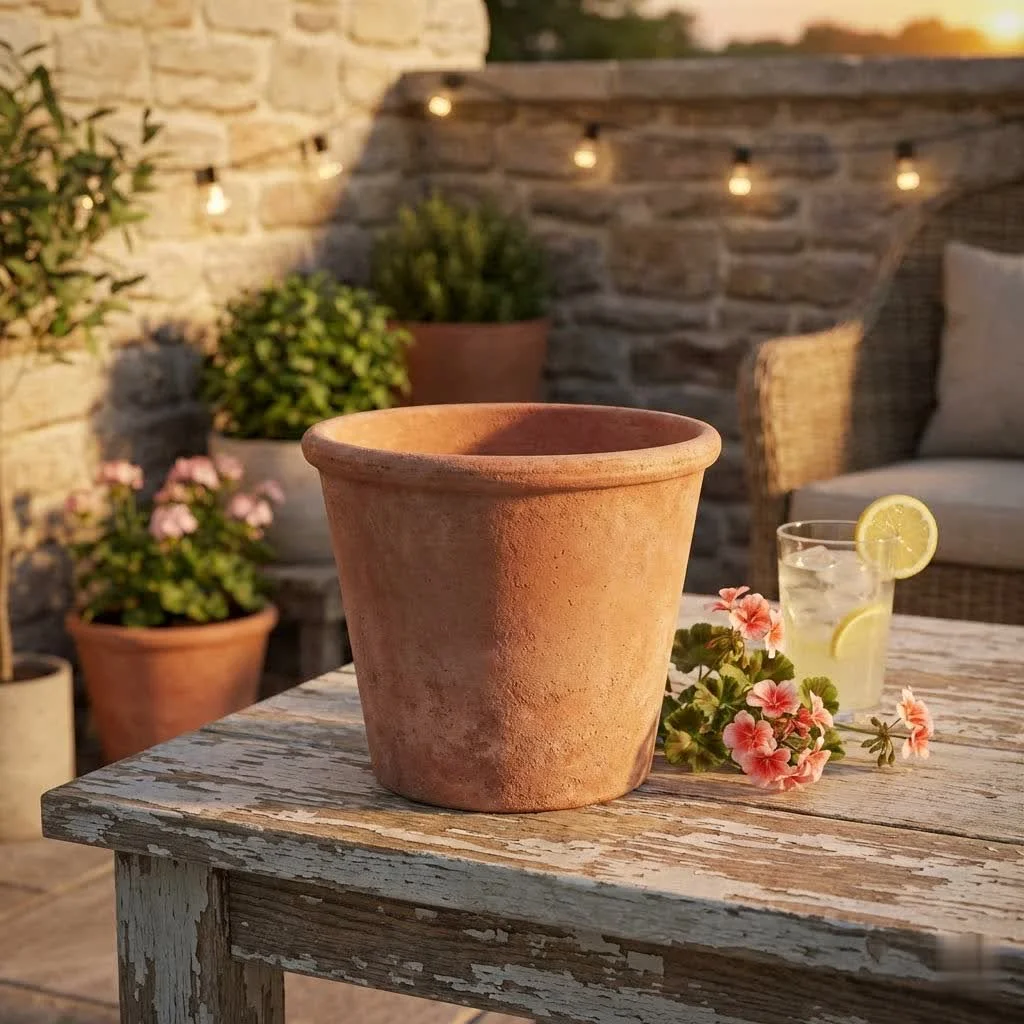 A variety of 12-inch plant pots in different materials